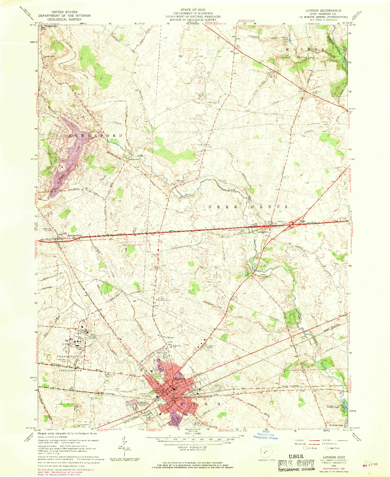 USGS 1:24000-SCALE QUADRANGLE FOR LONDON, OH 1961