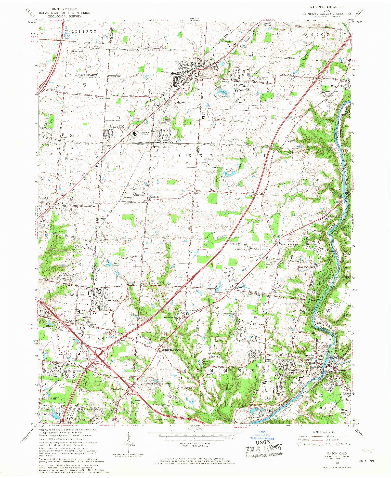USGS 1:24000-SCALE QUADRANGLE FOR MASON, OH 1965