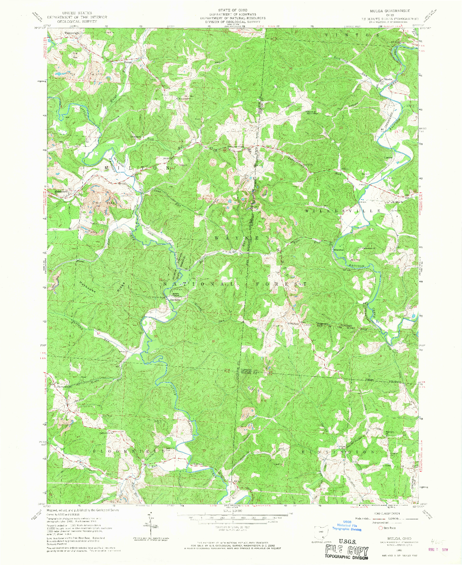 USGS 1:24000-SCALE QUADRANGLE FOR MULGA, OH 1961