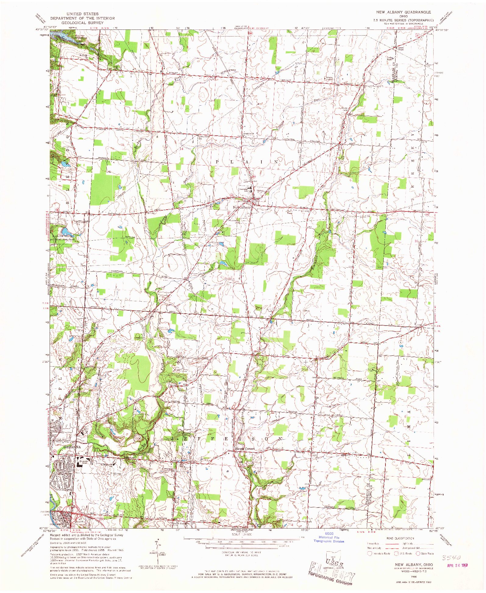 USGS 1:24000-SCALE QUADRANGLE FOR NEW ALBANY, OH 1966