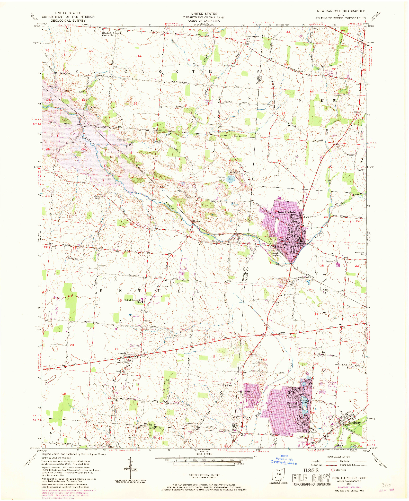 USGS 1:24000-SCALE QUADRANGLE FOR NEW CARLISLE, OH 1955