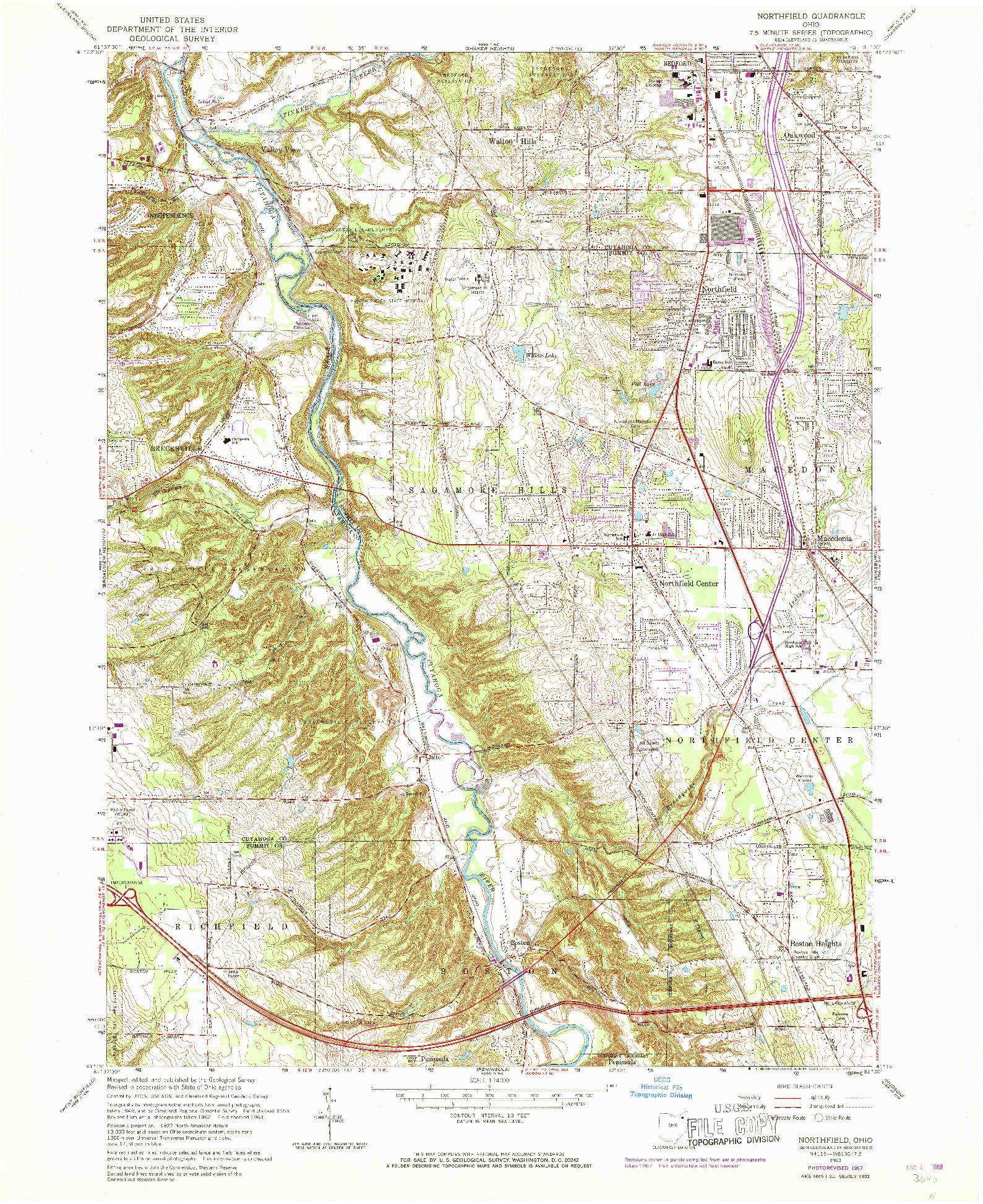 USGS 1:24000-SCALE QUADRANGLE FOR NORTHFIELD, OH 1963
