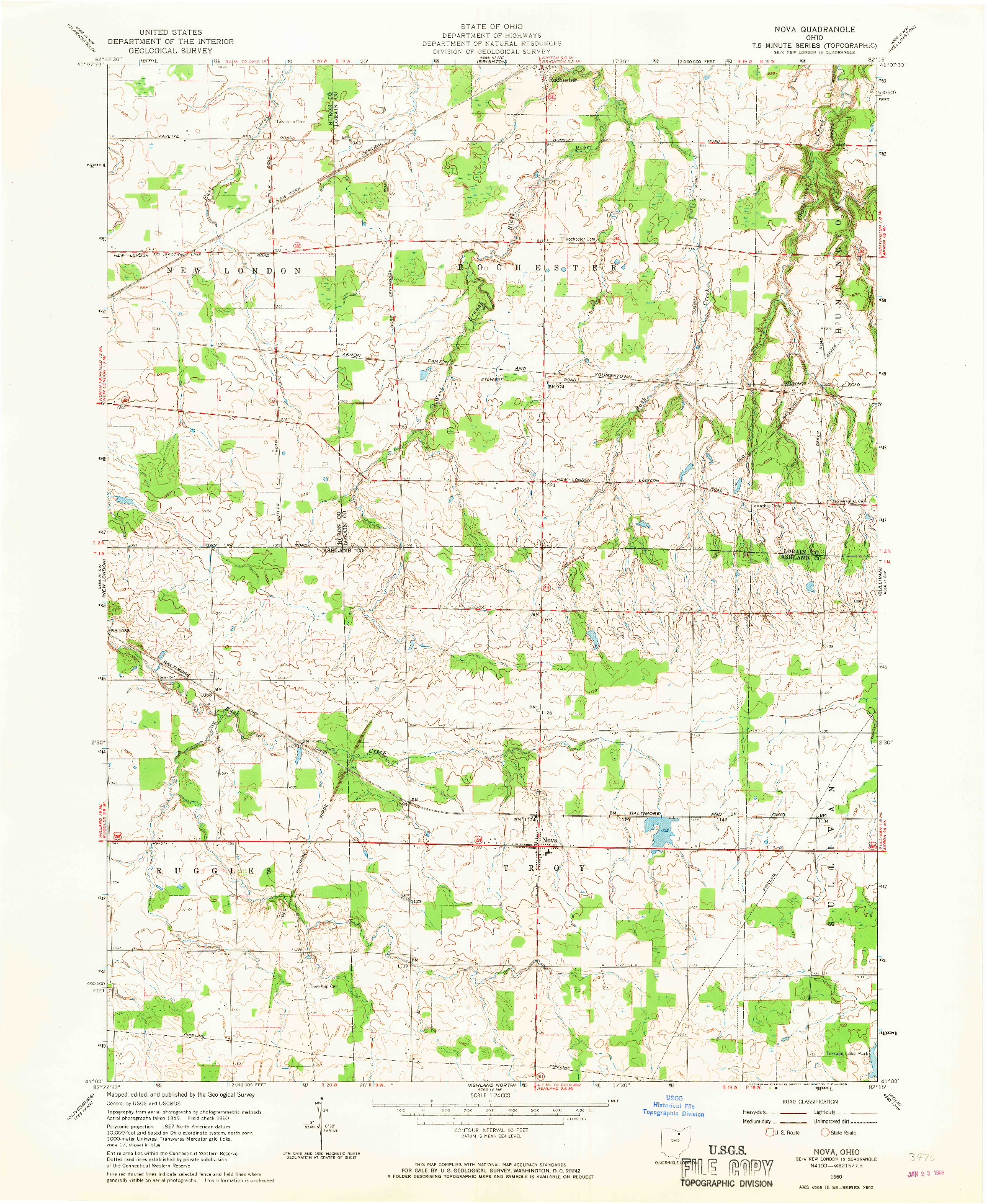 USGS 1:24000-SCALE QUADRANGLE FOR NOVA, OH 1960