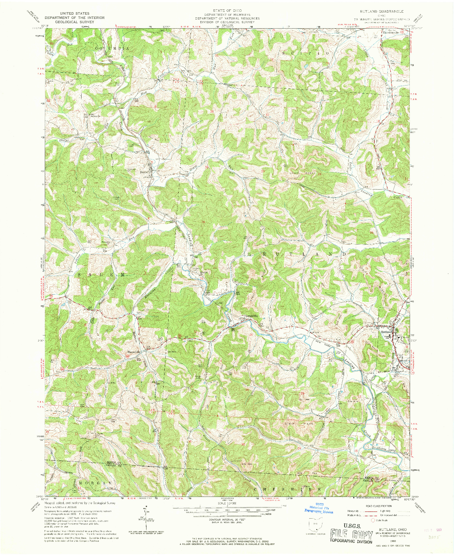 USGS 1:24000-SCALE QUADRANGLE FOR RUTLAND, OH 1960