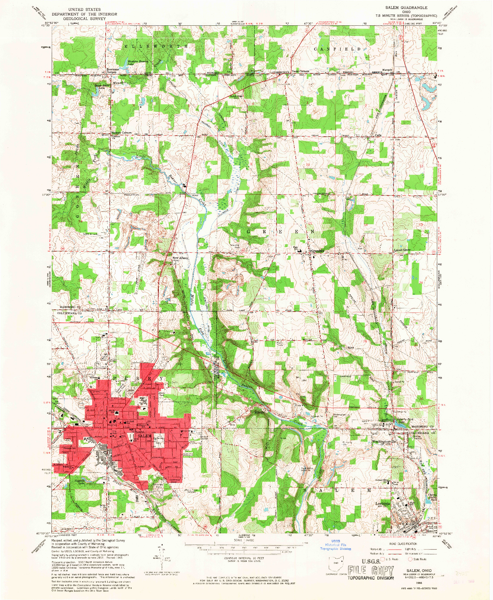 USGS 1:24000-SCALE QUADRANGLE FOR SALEM, OH 1966