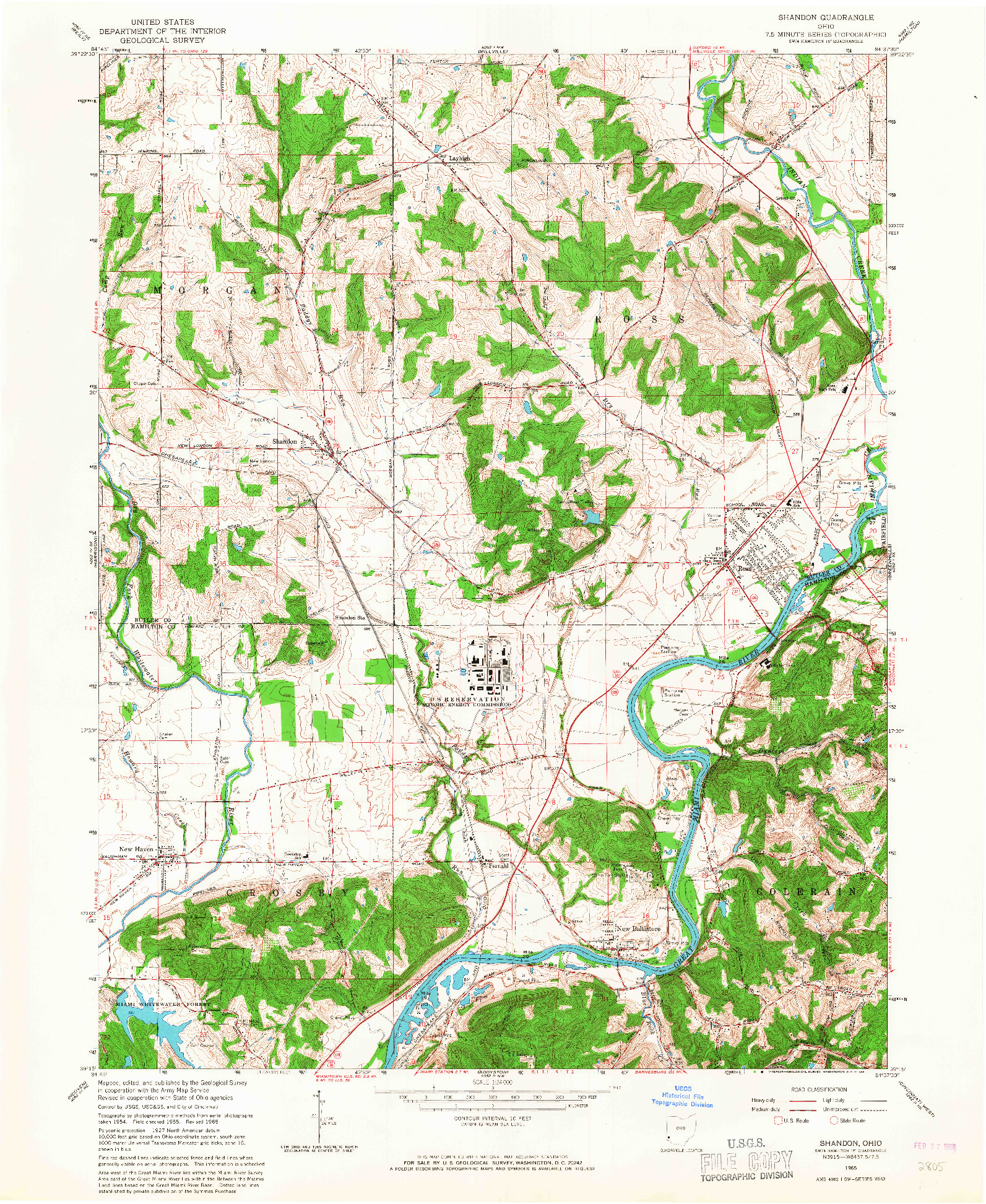 USGS 1:24000-SCALE QUADRANGLE FOR SHANDON, OH 1965
