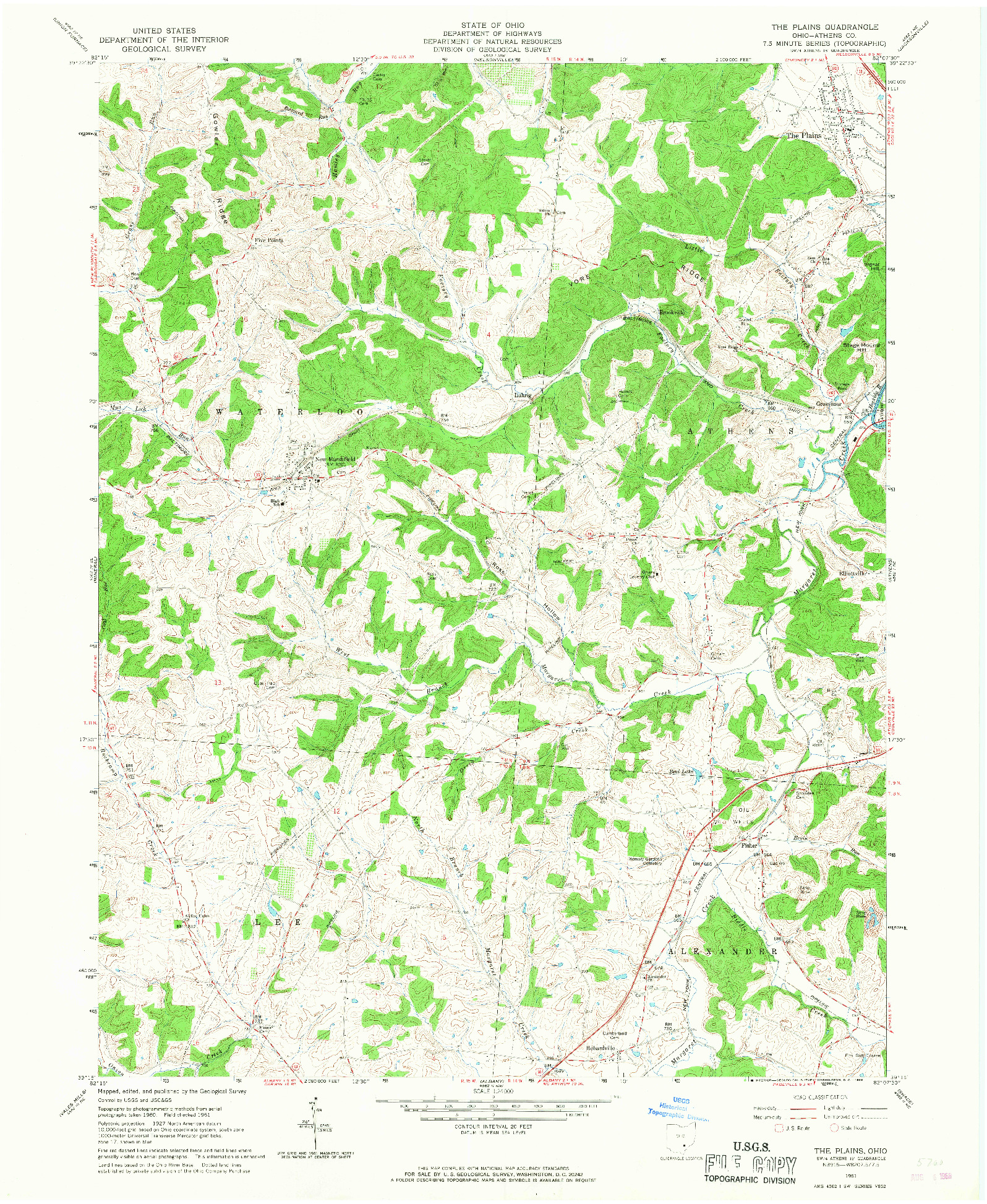 USGS 1:24000-SCALE QUADRANGLE FOR THE PLAINS, OH 1961