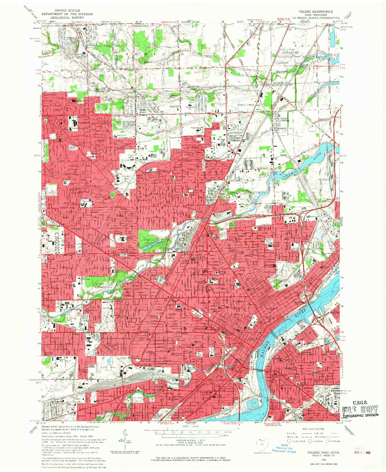 USGS 1:24000-SCALE QUADRANGLE FOR TOLEDO, OH 1965