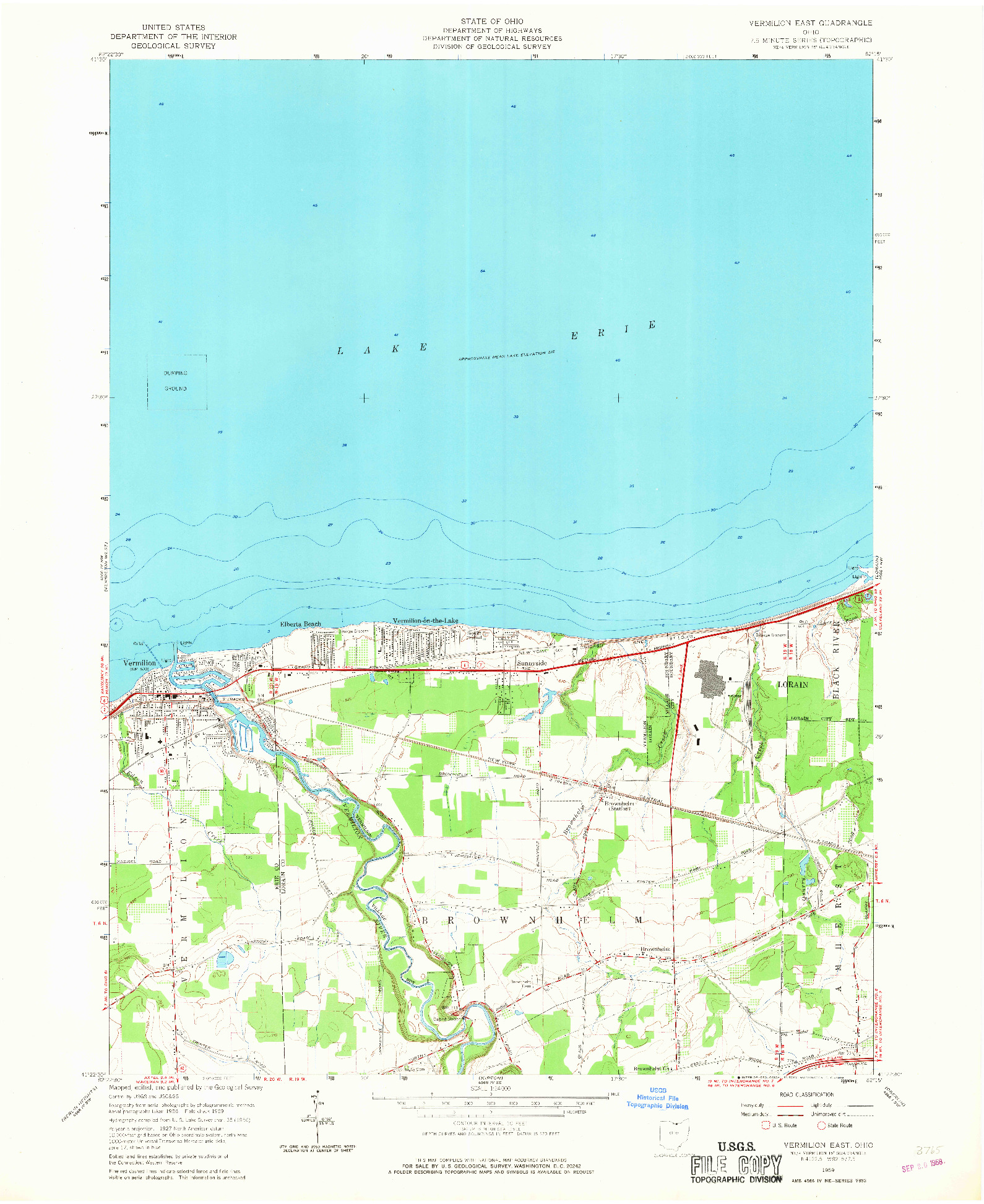 USGS 1:24000-SCALE QUADRANGLE FOR VERMILION EAST, OH 1959