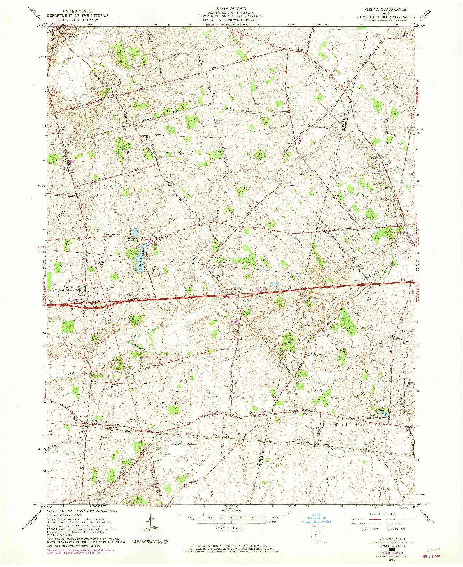 USGS 1:24000-SCALE QUADRANGLE FOR VIENNA, OH 1961