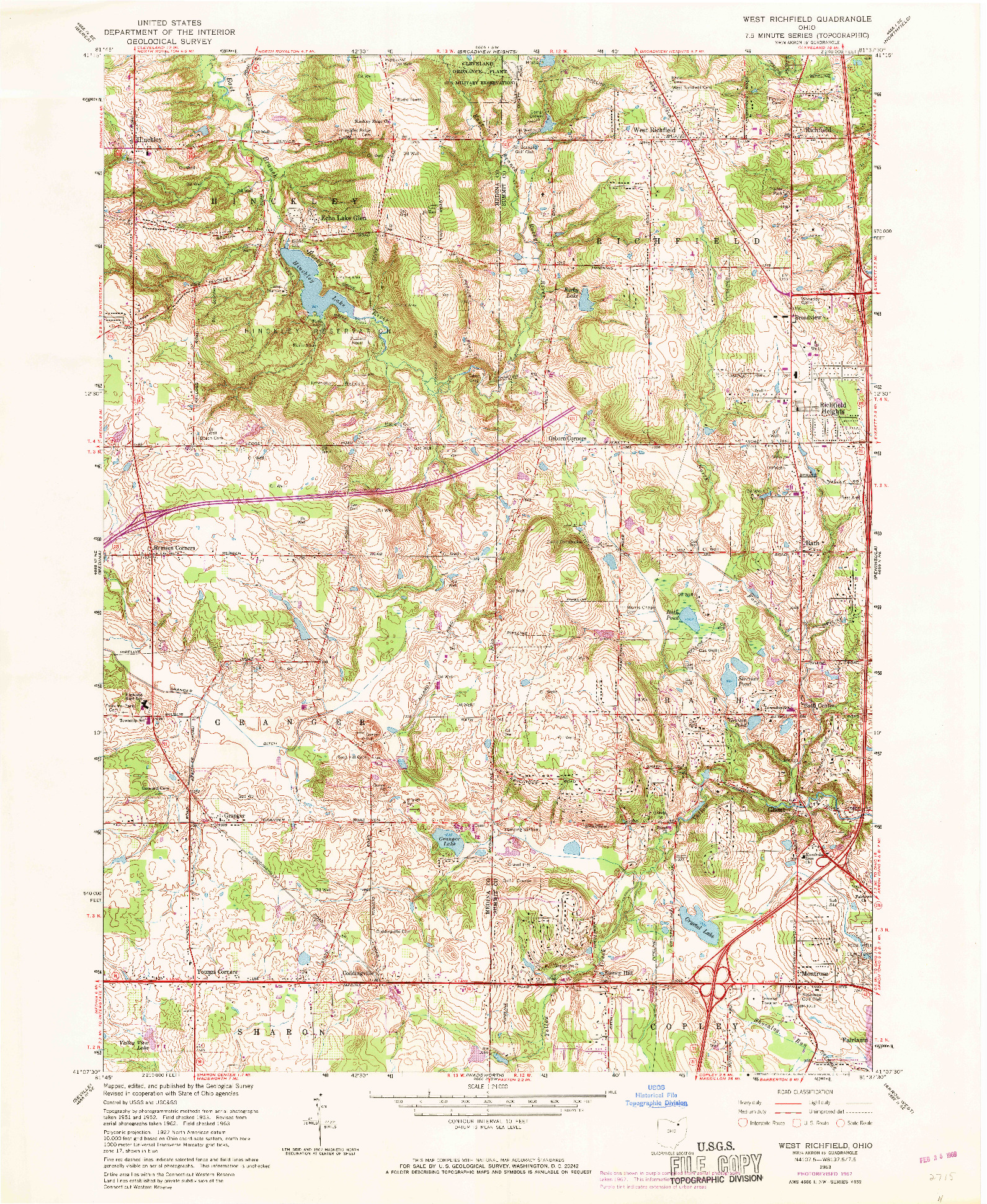 USGS 1:24000-SCALE QUADRANGLE FOR WEST RICHFIELD, OH 1963