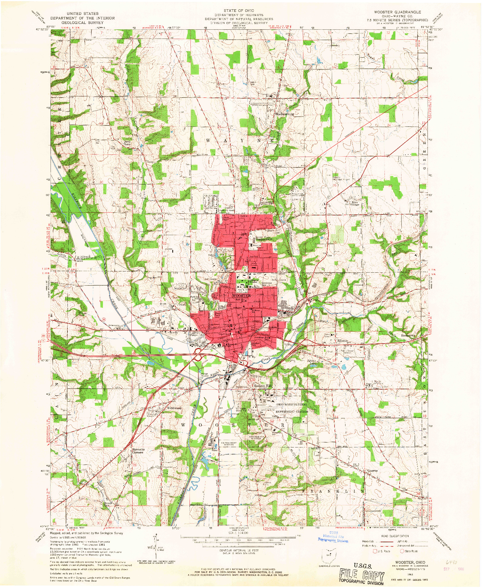 USGS 1:24000-SCALE QUADRANGLE FOR WOOSTER, OH 1961