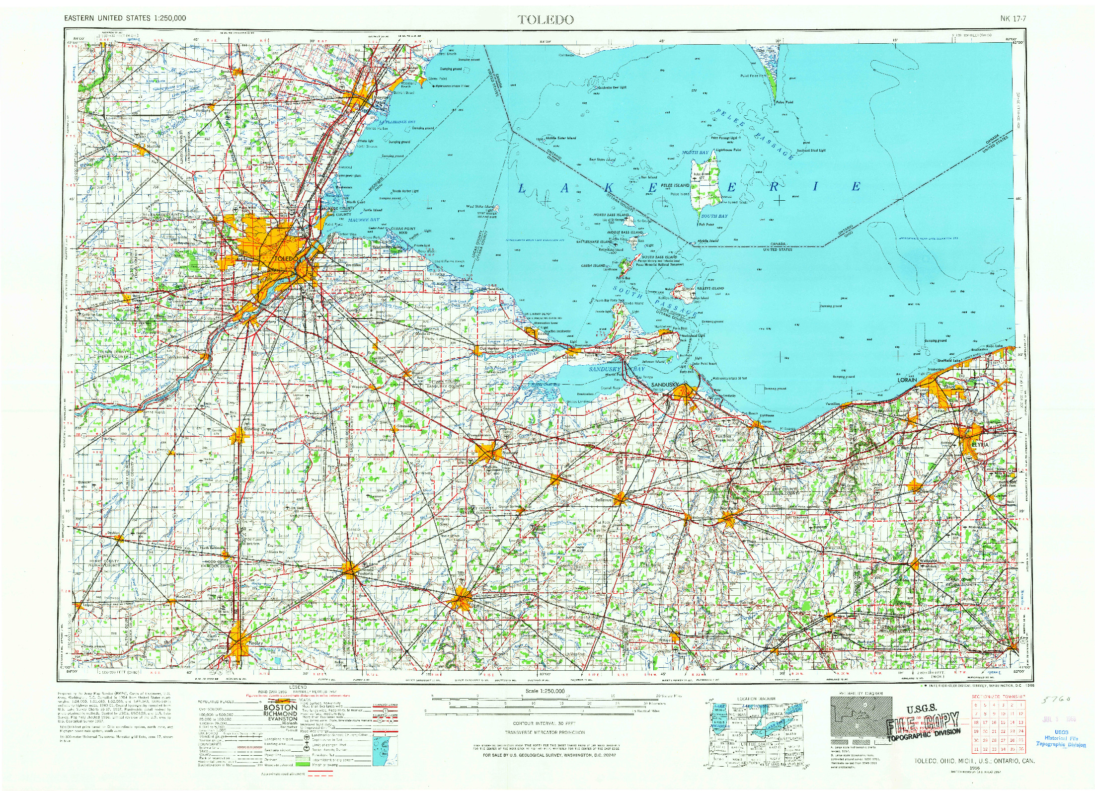 USGS 1:250000-SCALE QUADRANGLE FOR TOLEDO, OH 1956