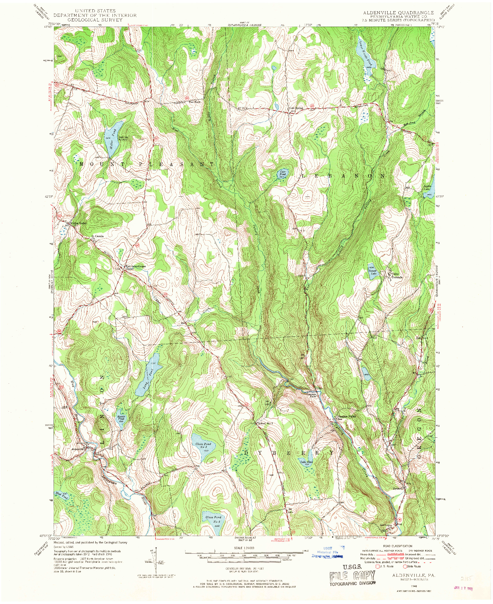 USGS 1:24000-SCALE QUADRANGLE FOR ALDENVILLE, PA 1946