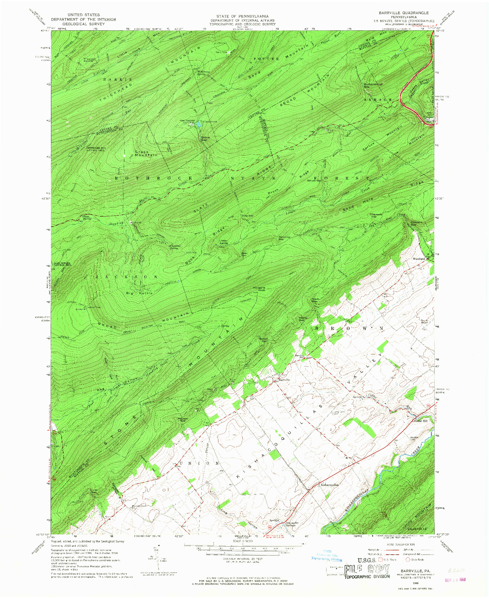 USGS 1:24000-SCALE QUADRANGLE FOR BARRVILLE, PA 1966