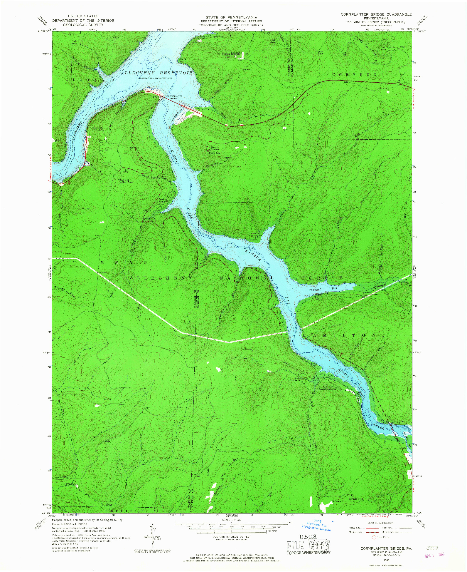 USGS 1:24000-SCALE QUADRANGLE FOR CORNPLANTER BRIDGE, PA 1966