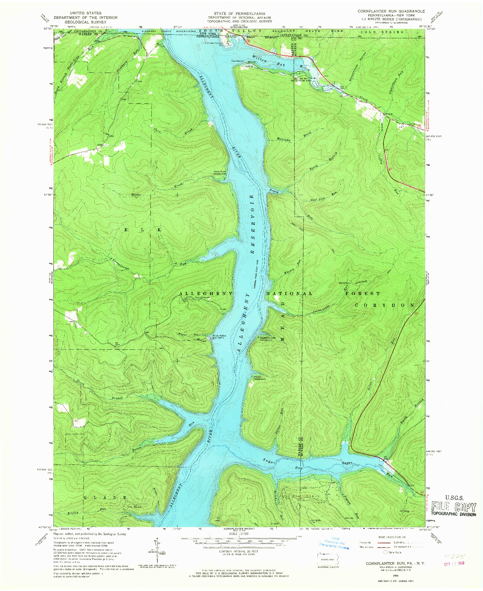 USGS 1:24000-SCALE QUADRANGLE FOR CORNPLANTER RUN, PA 1966
