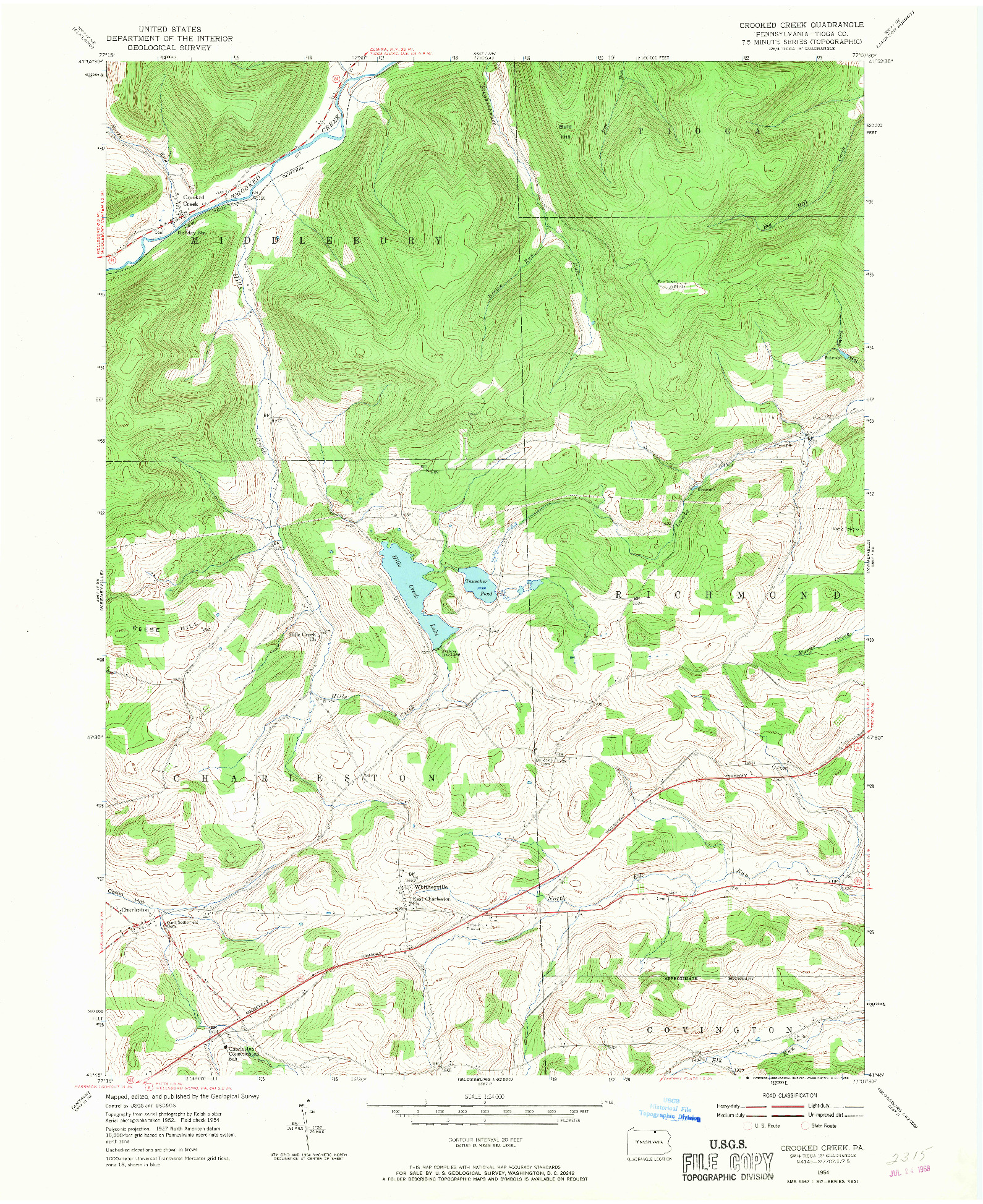 USGS 1:24000-SCALE QUADRANGLE FOR CROOKED CREEK, PA 1954