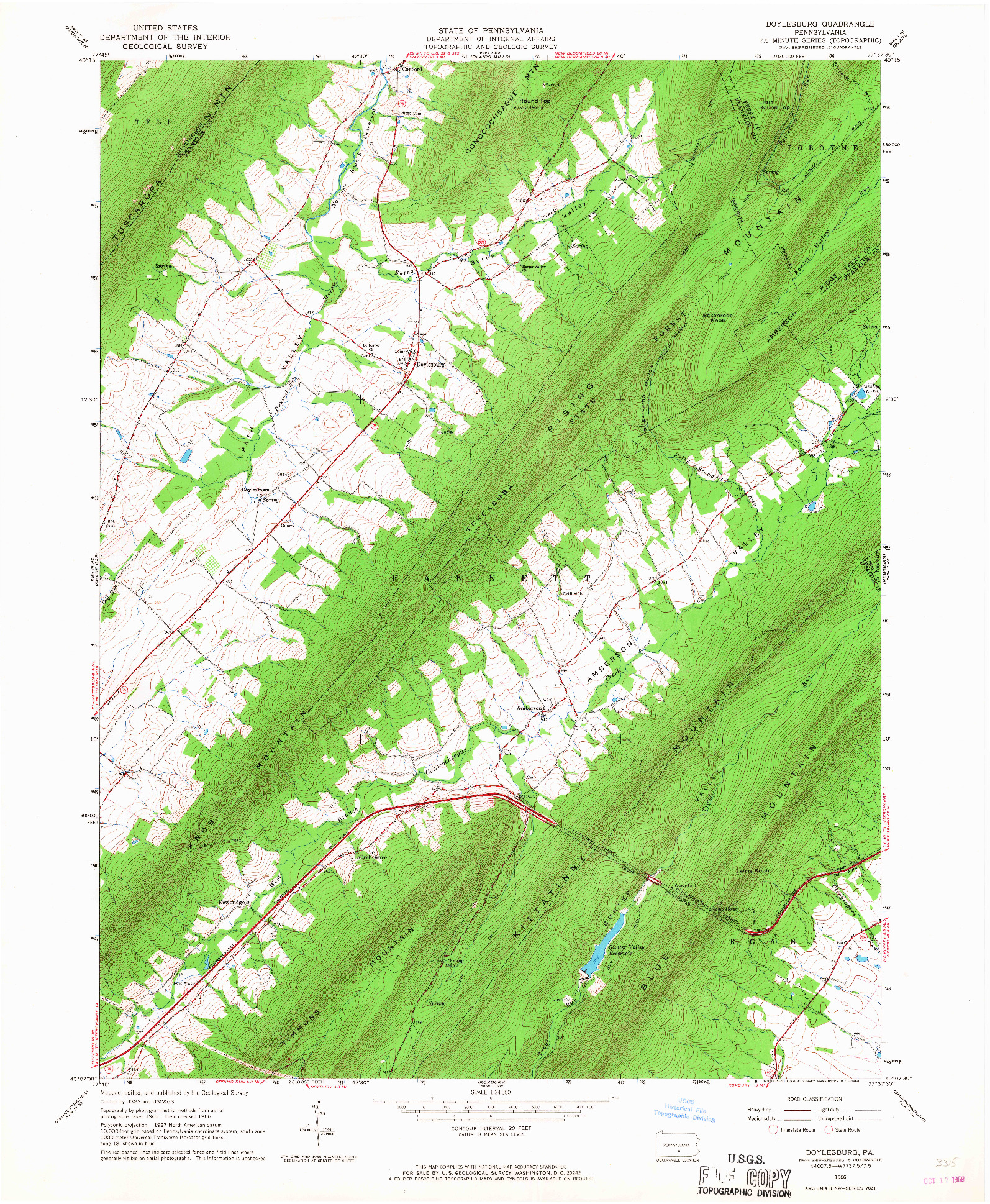 USGS 1:24000-SCALE QUADRANGLE FOR DOYLESBURG, PA 1966