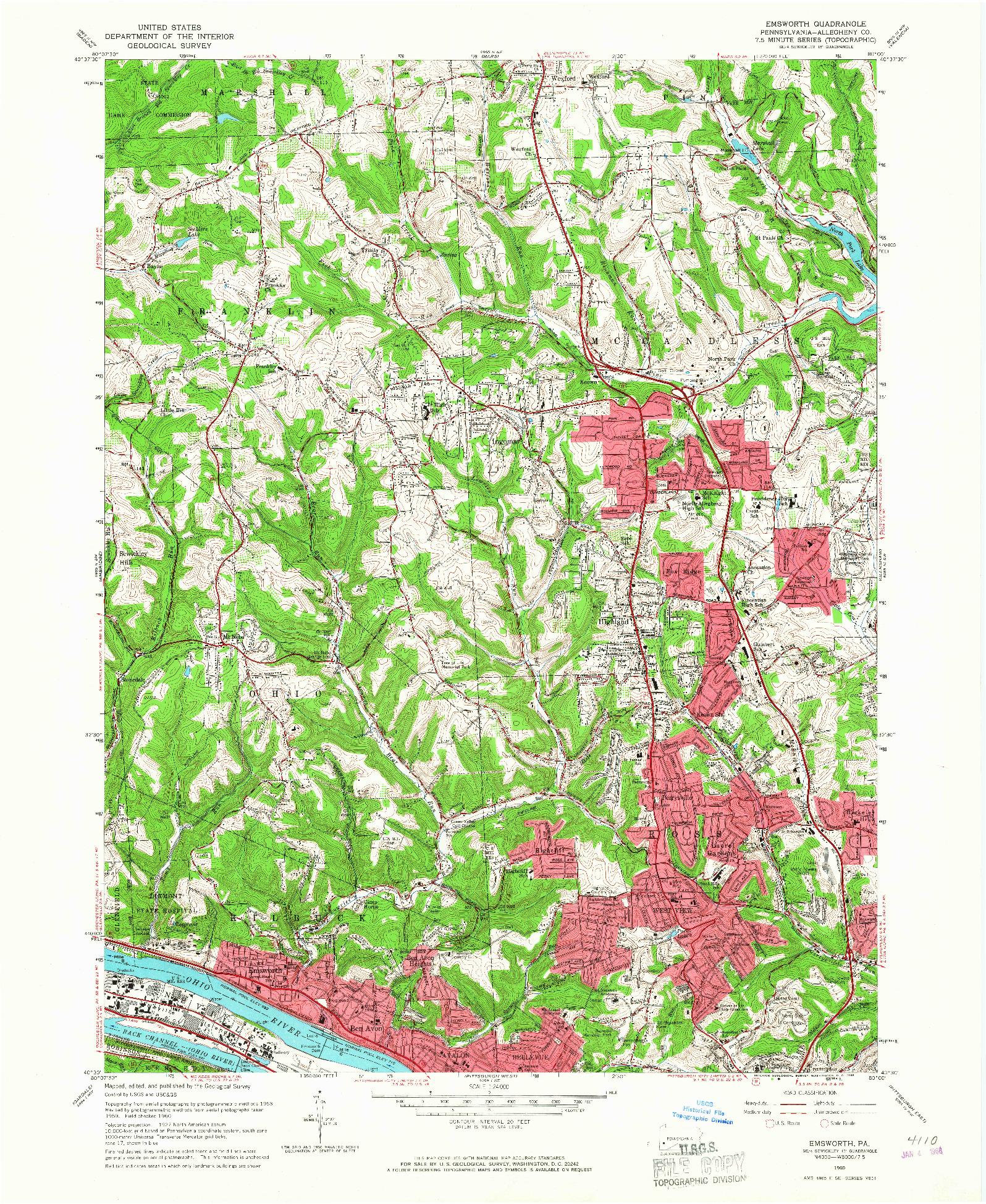 USGS 1:24000-SCALE QUADRANGLE FOR EMSWORTH, PA 1960