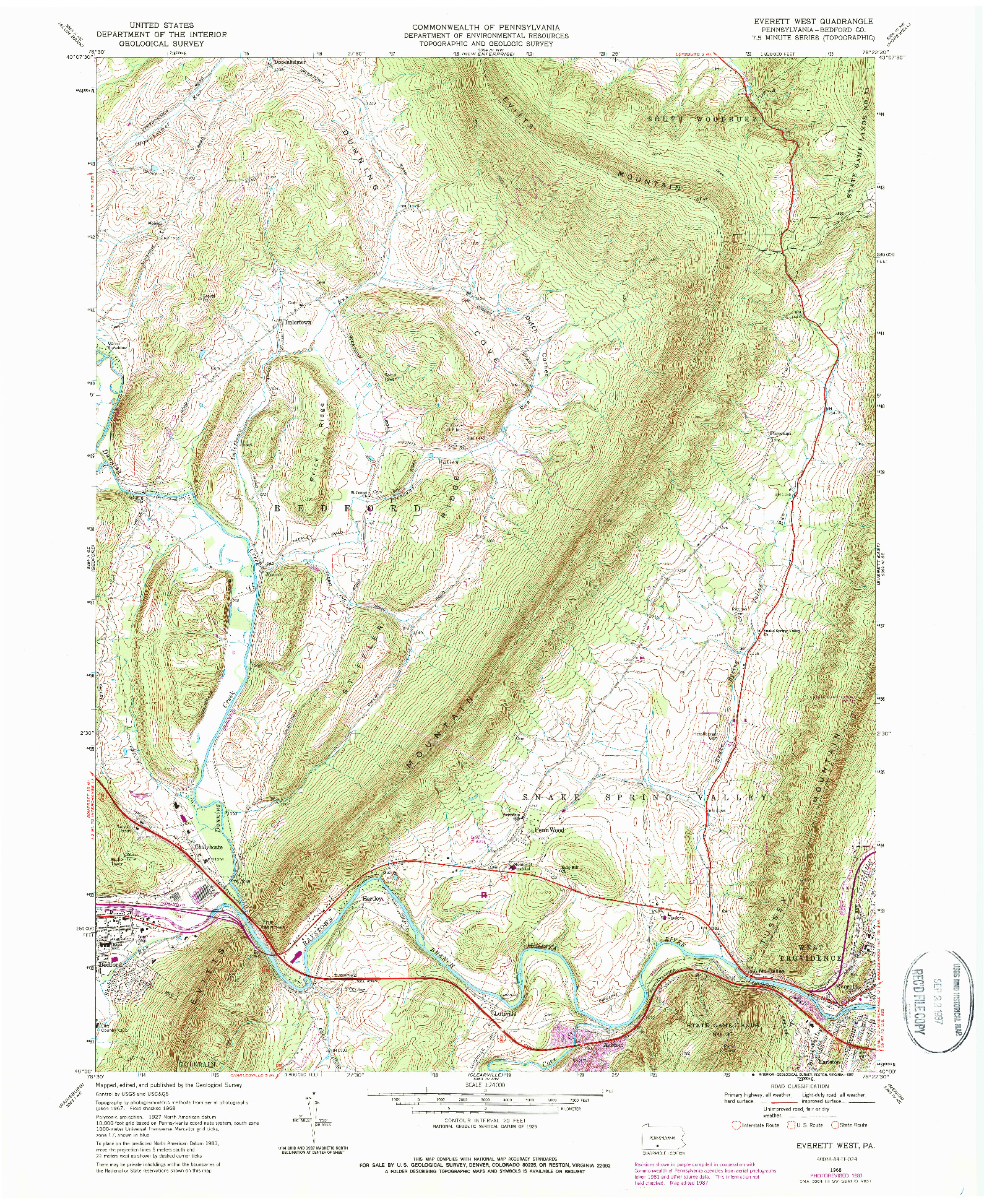 USGS 1:24000-SCALE QUADRANGLE FOR EVERETT WEST, PA 1968