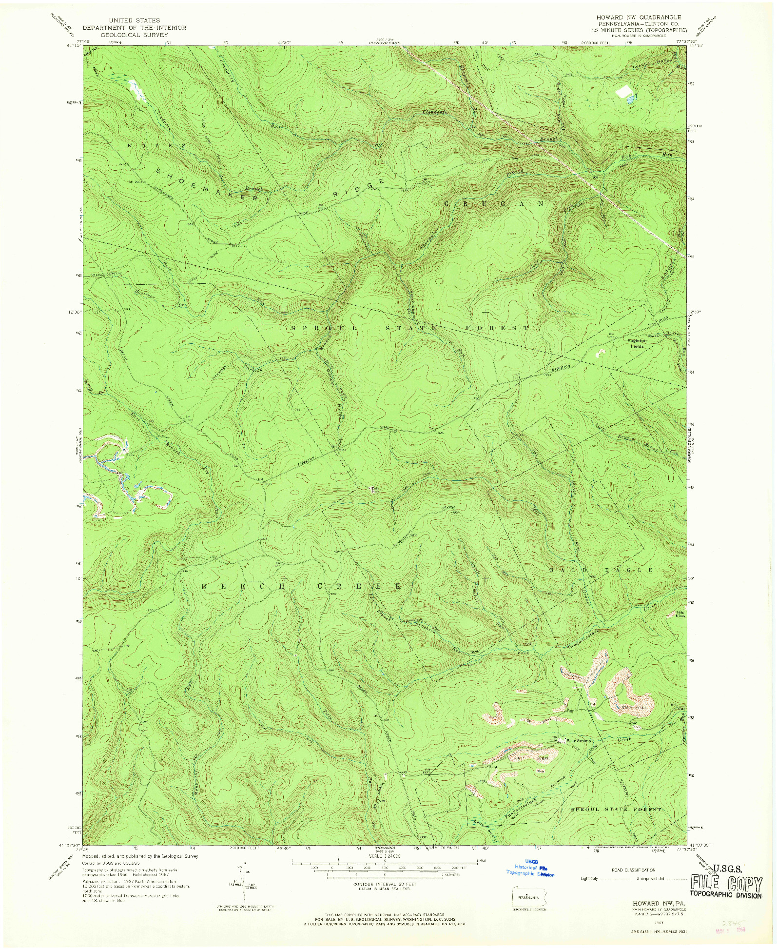 USGS 1:24000-SCALE QUADRANGLE FOR HOWARD NW, PA 1967