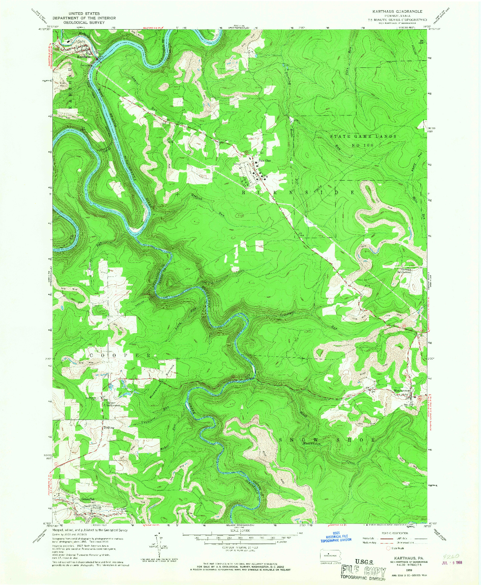 USGS 1:24000-SCALE QUADRANGLE FOR KARTHAUS, PA 1959