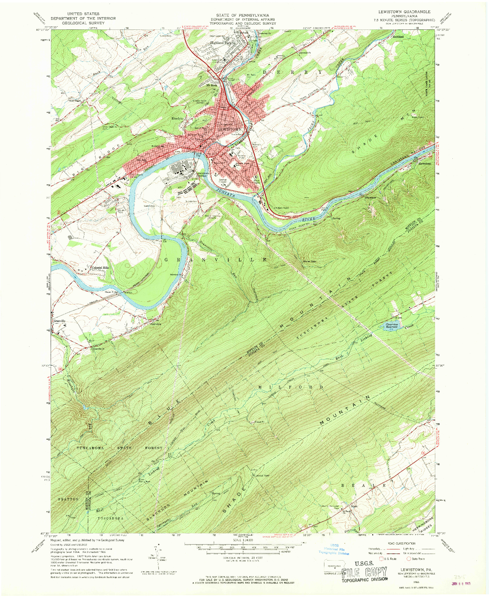USGS 1:24000-SCALE QUADRANGLE FOR LEWISTOWN, PA 1966