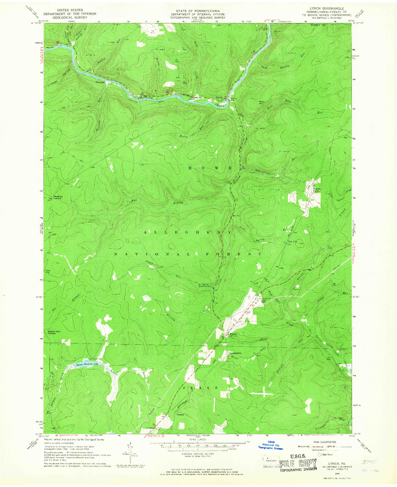 USGS 1:24000-SCALE QUADRANGLE FOR LYNCH, PA 1966