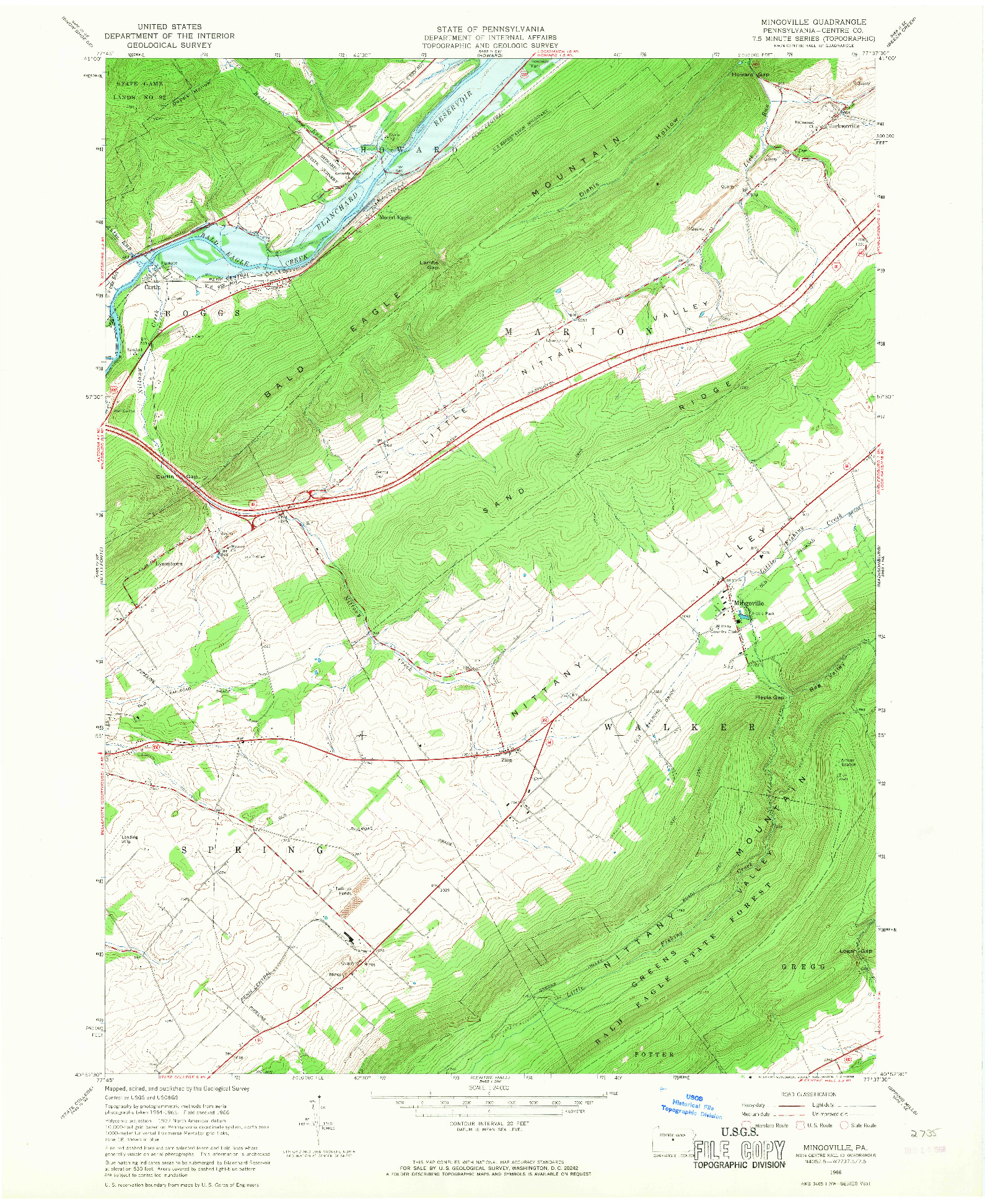 USGS 1:24000-SCALE QUADRANGLE FOR MINGOVILLE, PA 1966