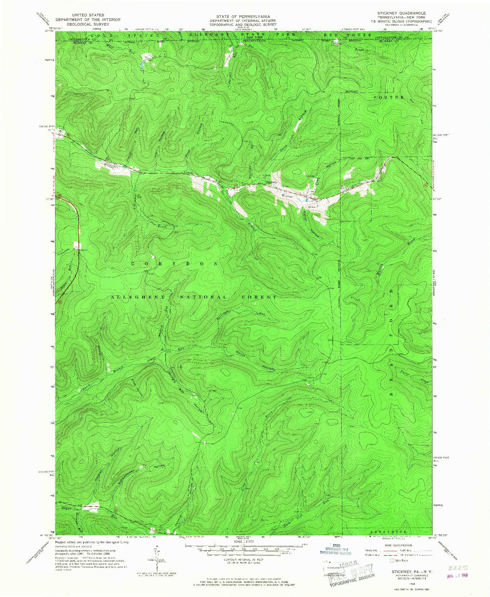 USGS 1:24000-SCALE QUADRANGLE FOR STICKNEY, PA 1966
