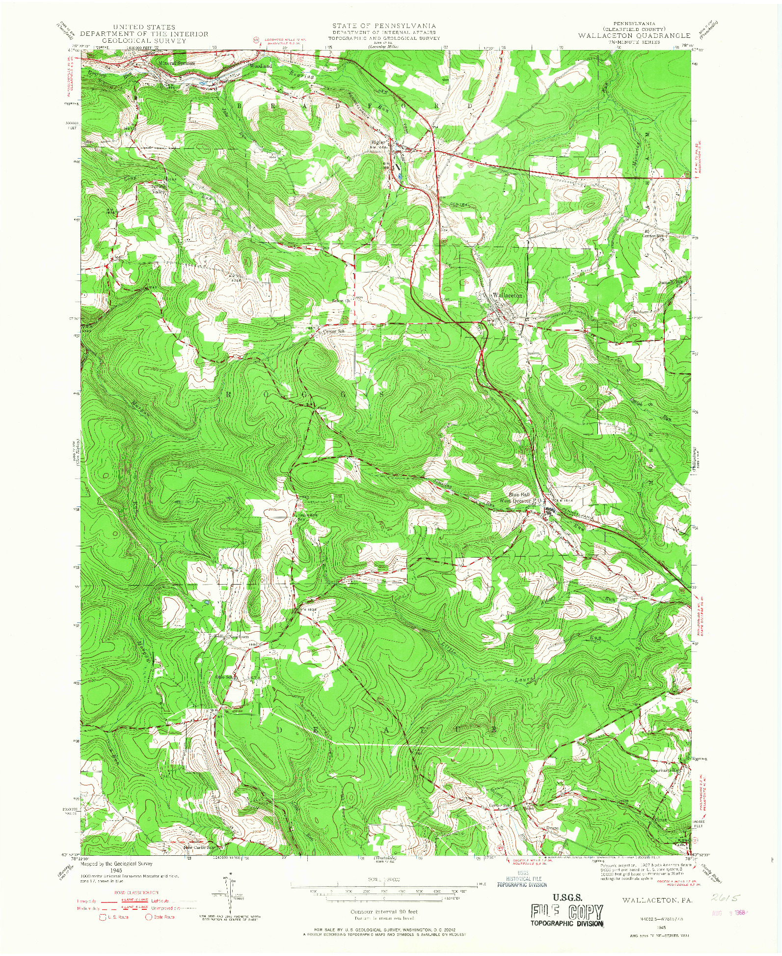 USGS 1:24000-SCALE QUADRANGLE FOR WALLACETON, PA 1945