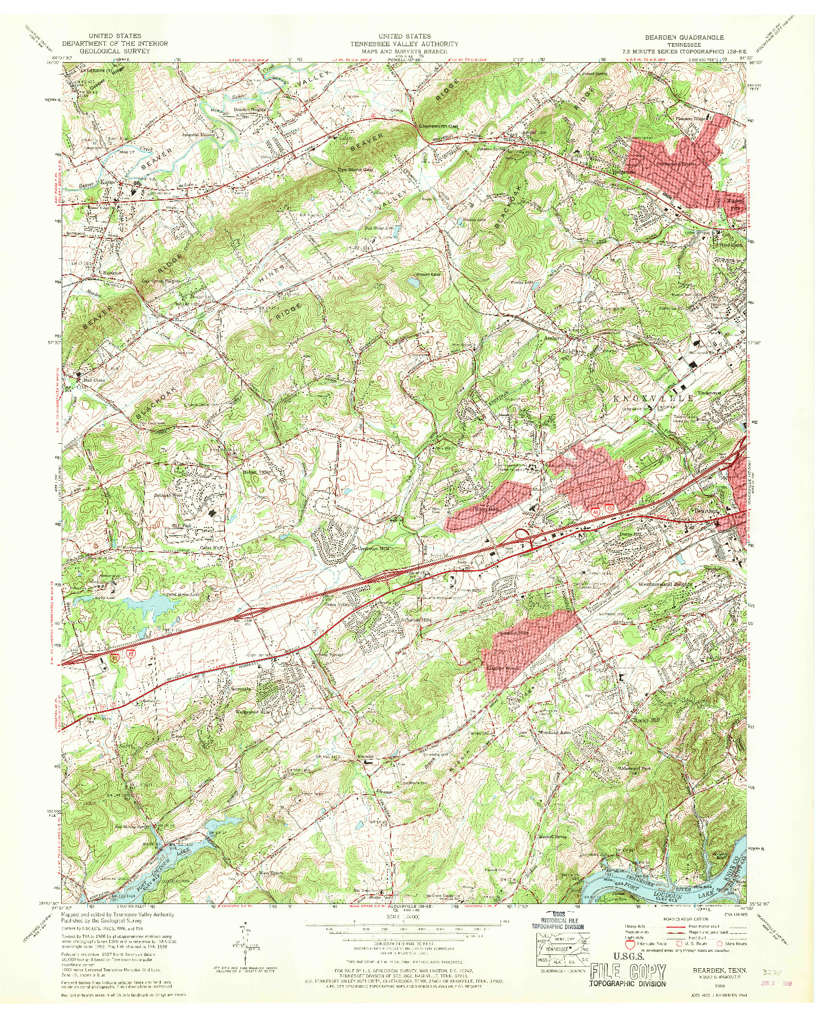 USGS 1:24000-SCALE QUADRANGLE FOR BEARDEN, TN 1966