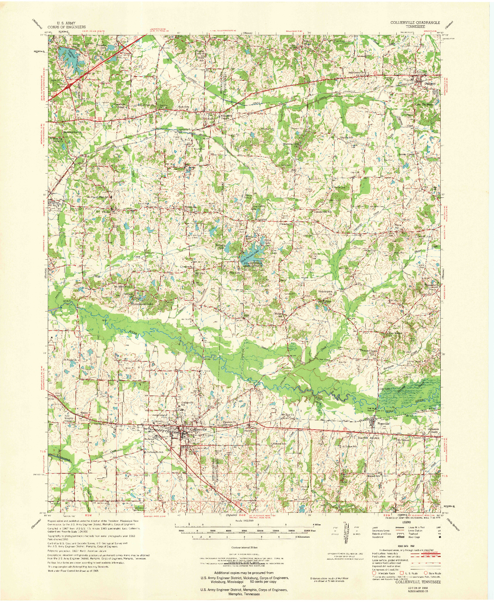 USGS 1:24000-SCALE QUADRANGLE FOR COLLIERVILLE, TN 1968