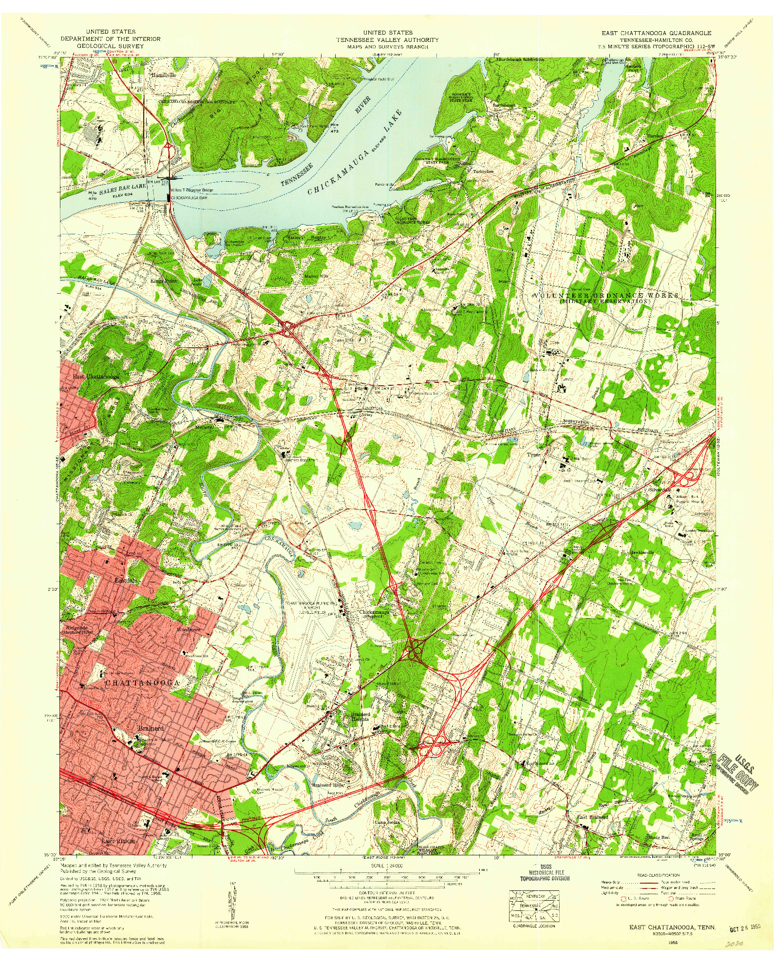 USGS 1:24000-SCALE QUADRANGLE FOR EAST CHATTANOOGA, TN 1958