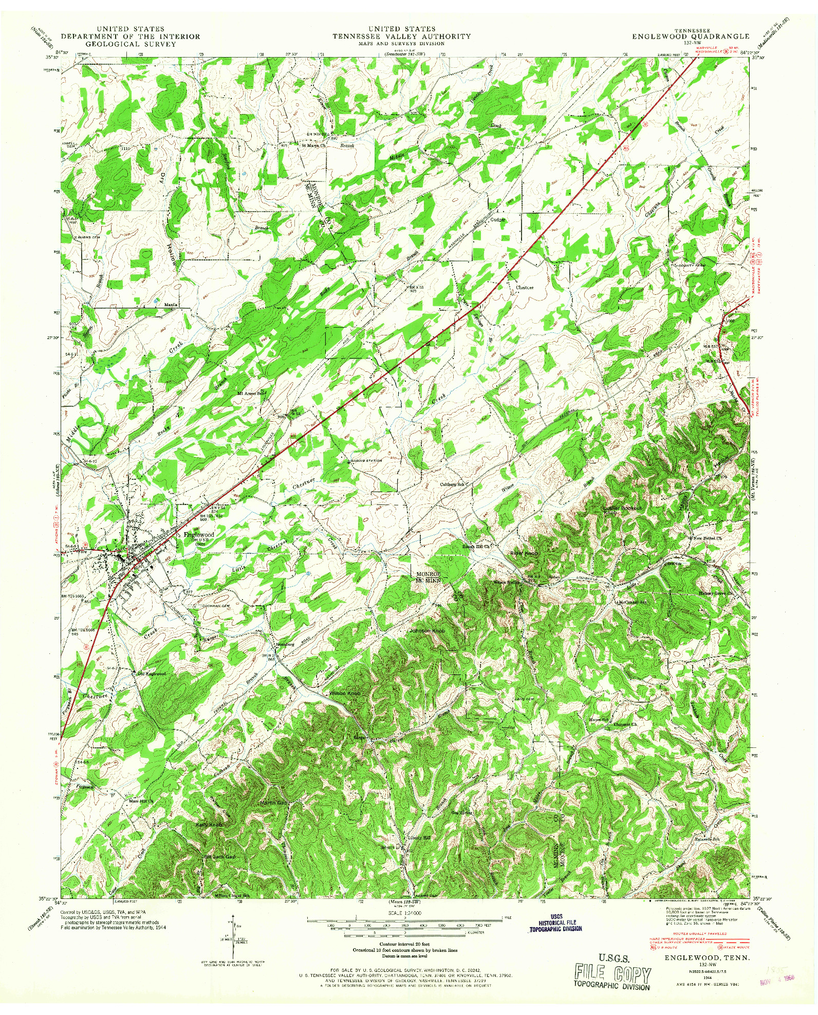 USGS 1:24000-SCALE QUADRANGLE FOR ENGLEWOOD, TN 1944