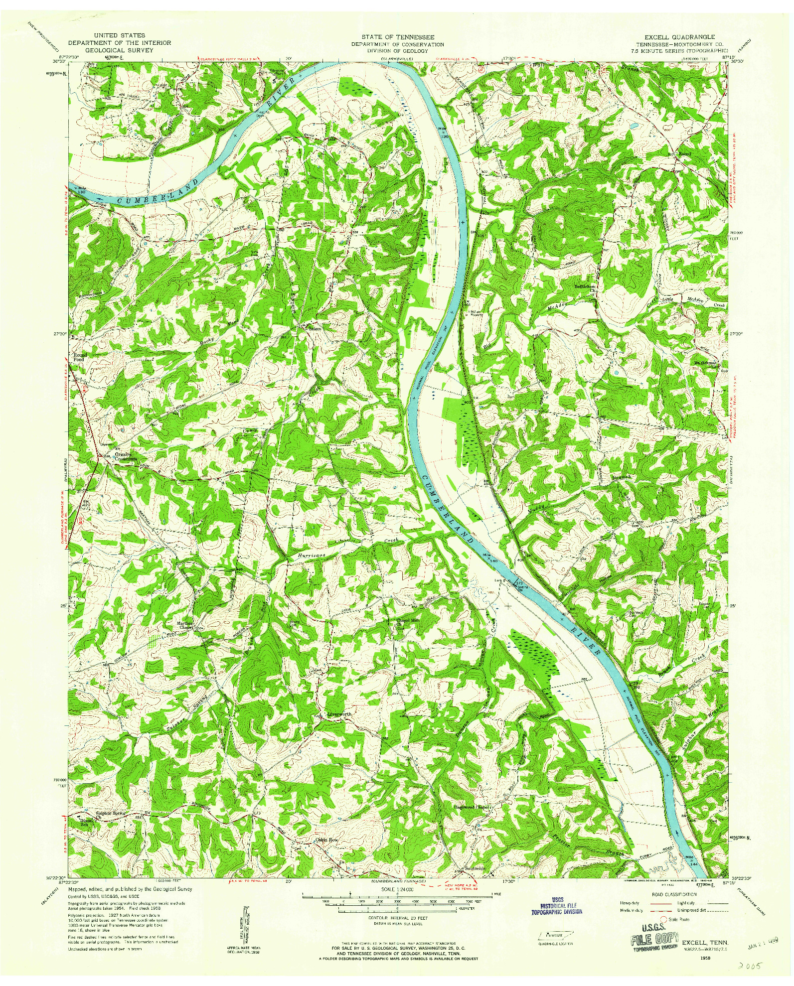 USGS 1:24000-SCALE QUADRANGLE FOR EXCELL, TN 1958