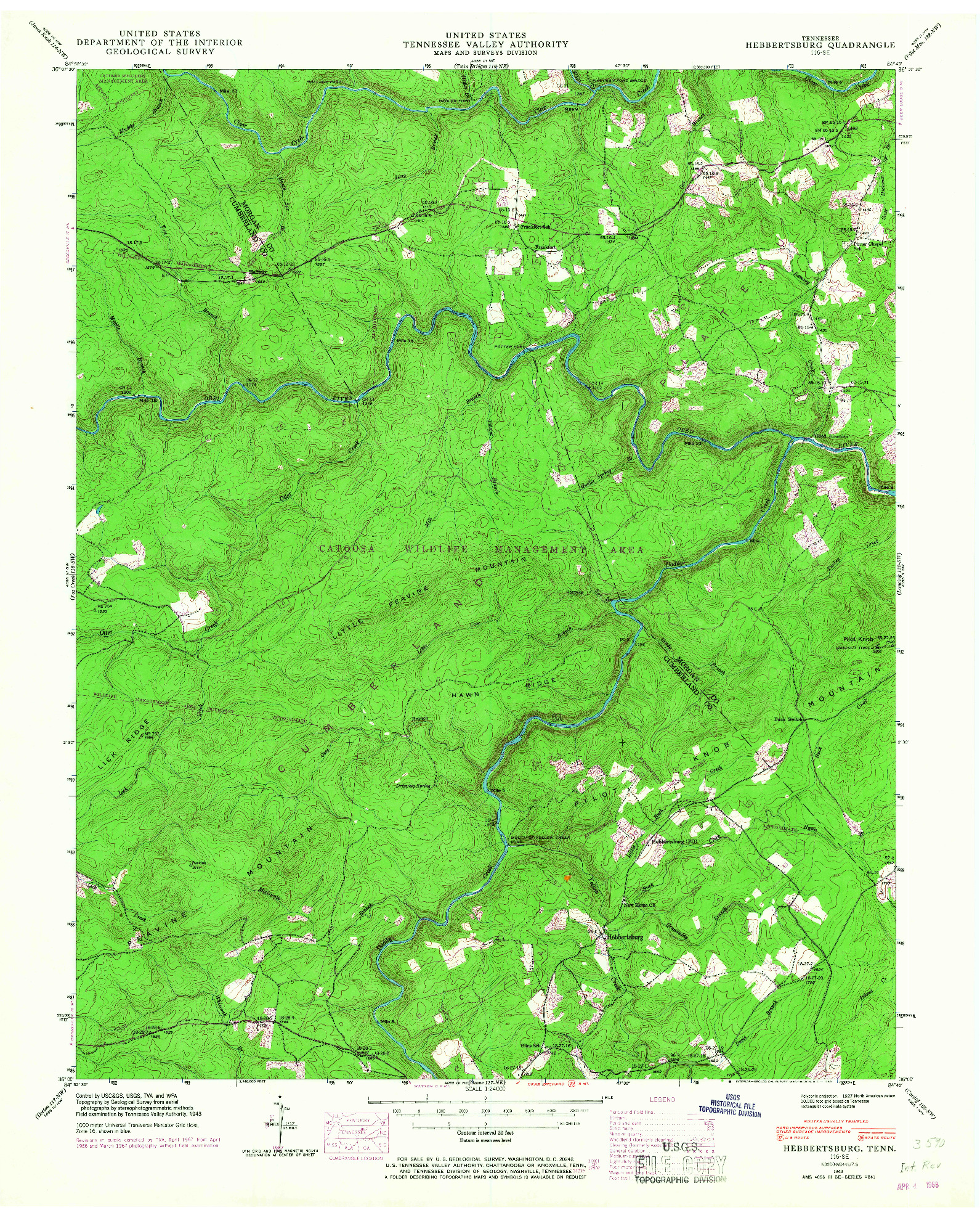 USGS 1:24000-SCALE QUADRANGLE FOR HEBBERTSBURG, TN 1943