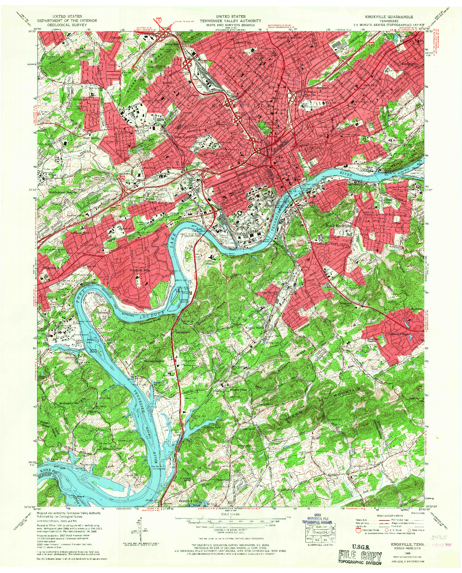 USGS 1:24000-SCALE QUADRANGLE FOR KNOXVILLE, TN 1966
