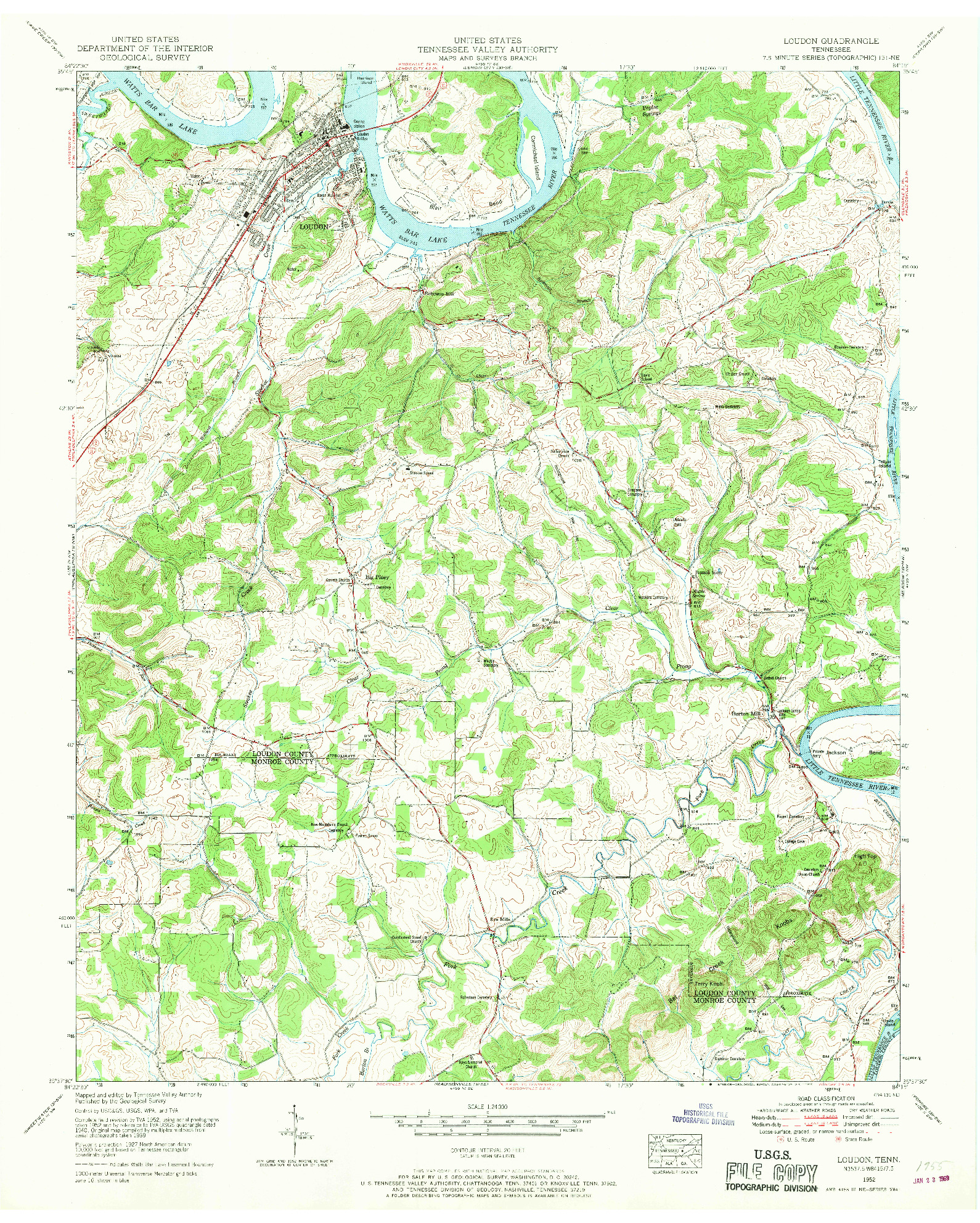 USGS 1:24000-SCALE QUADRANGLE FOR LOUDON, TN 1952