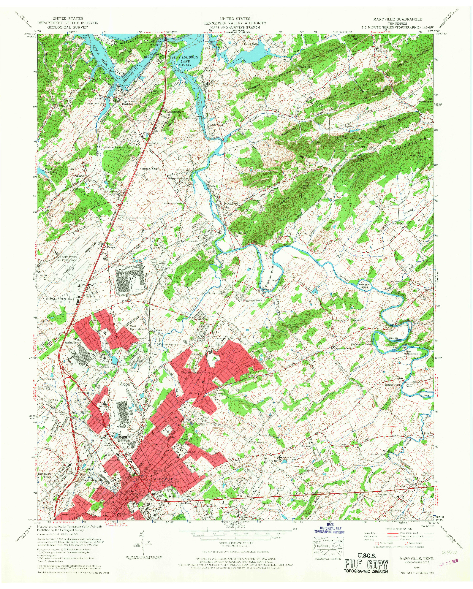 USGS 1:24000-SCALE QUADRANGLE FOR MARYVILLE, TN 1966