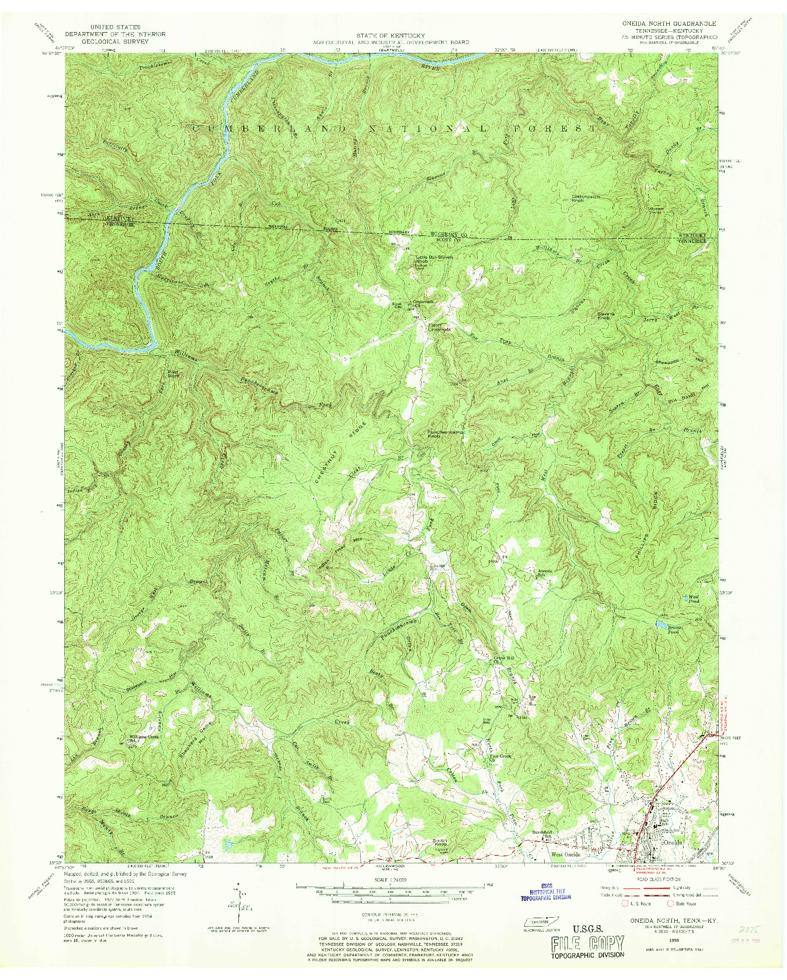 USGS 1:24000-SCALE QUADRANGLE FOR ONEIDA NORTH, TN 1955