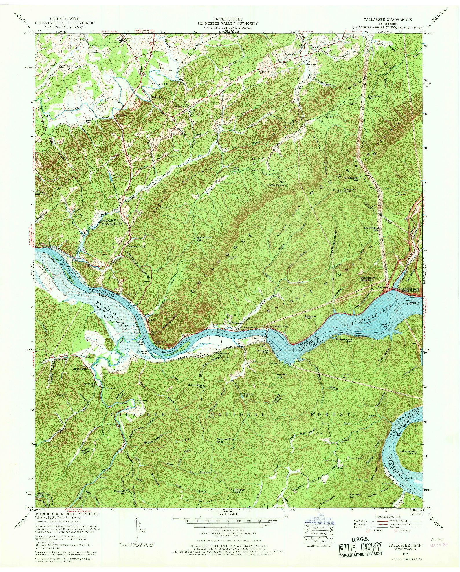 USGS 1:24000-SCALE QUADRANGLE FOR TALLASSEE, TN 1966