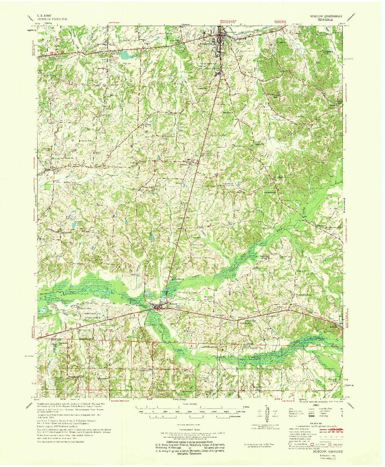 USGS 1:62500-SCALE QUADRANGLE FOR MOSCOW, TN 1968