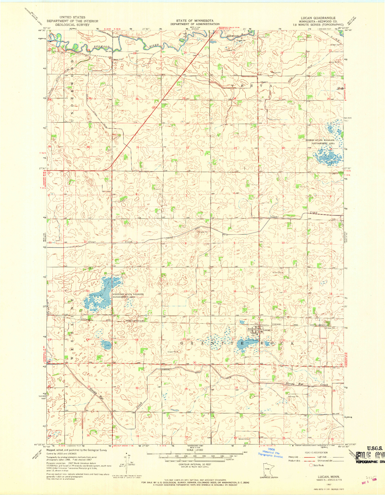 USGS 1:24000-SCALE QUADRANGLE FOR LUCAN, MN 1967