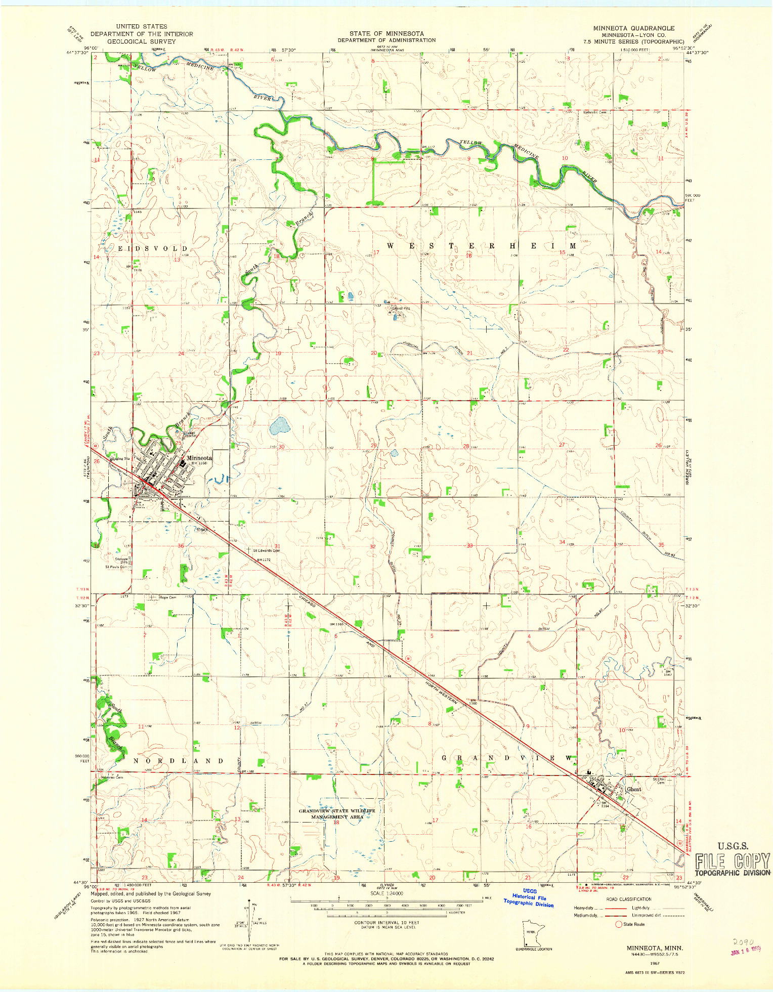 USGS 1:24000-SCALE QUADRANGLE FOR MINNEOTA, MN 1967