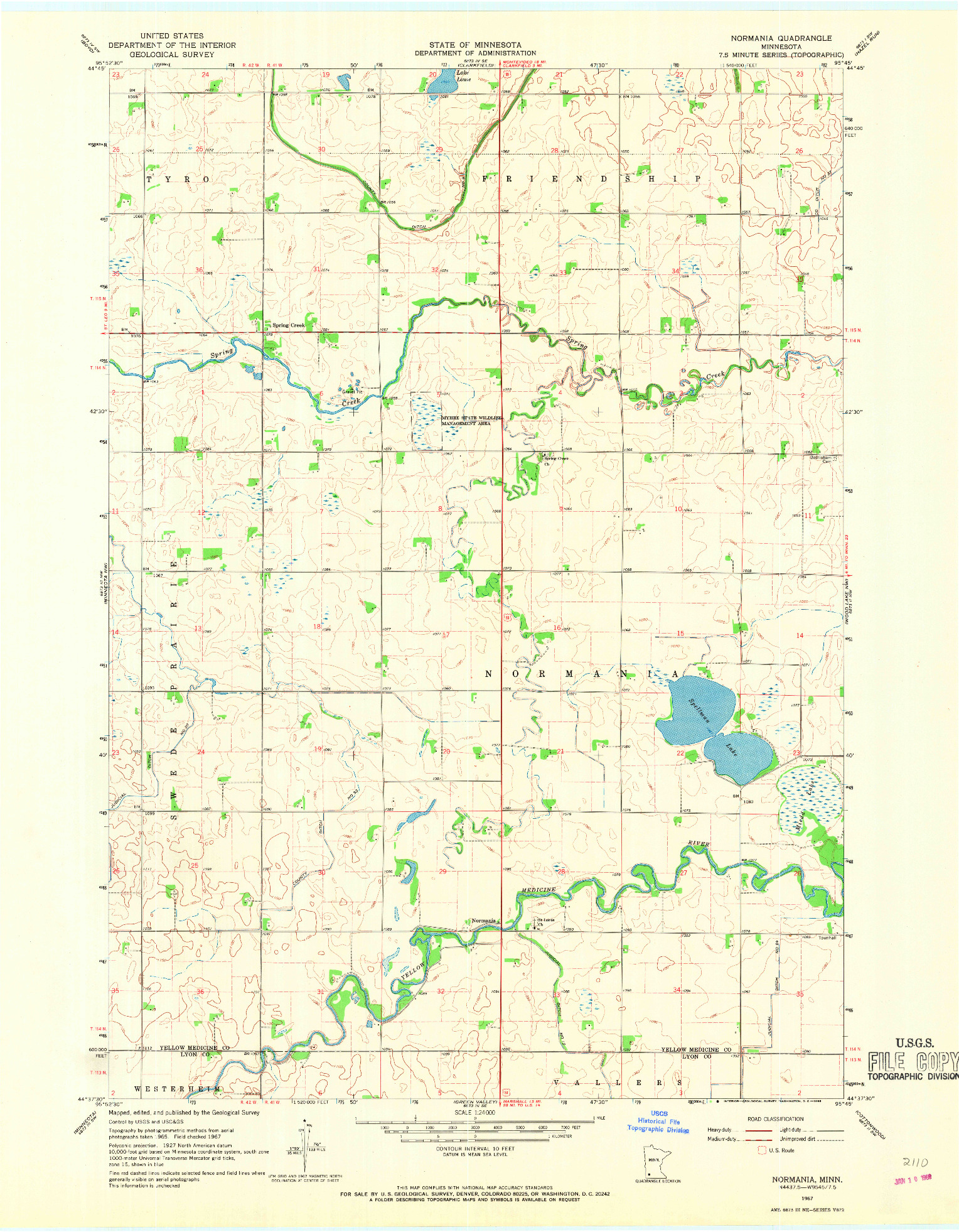 USGS 1:24000-SCALE QUADRANGLE FOR NORMANIA, MN 1967