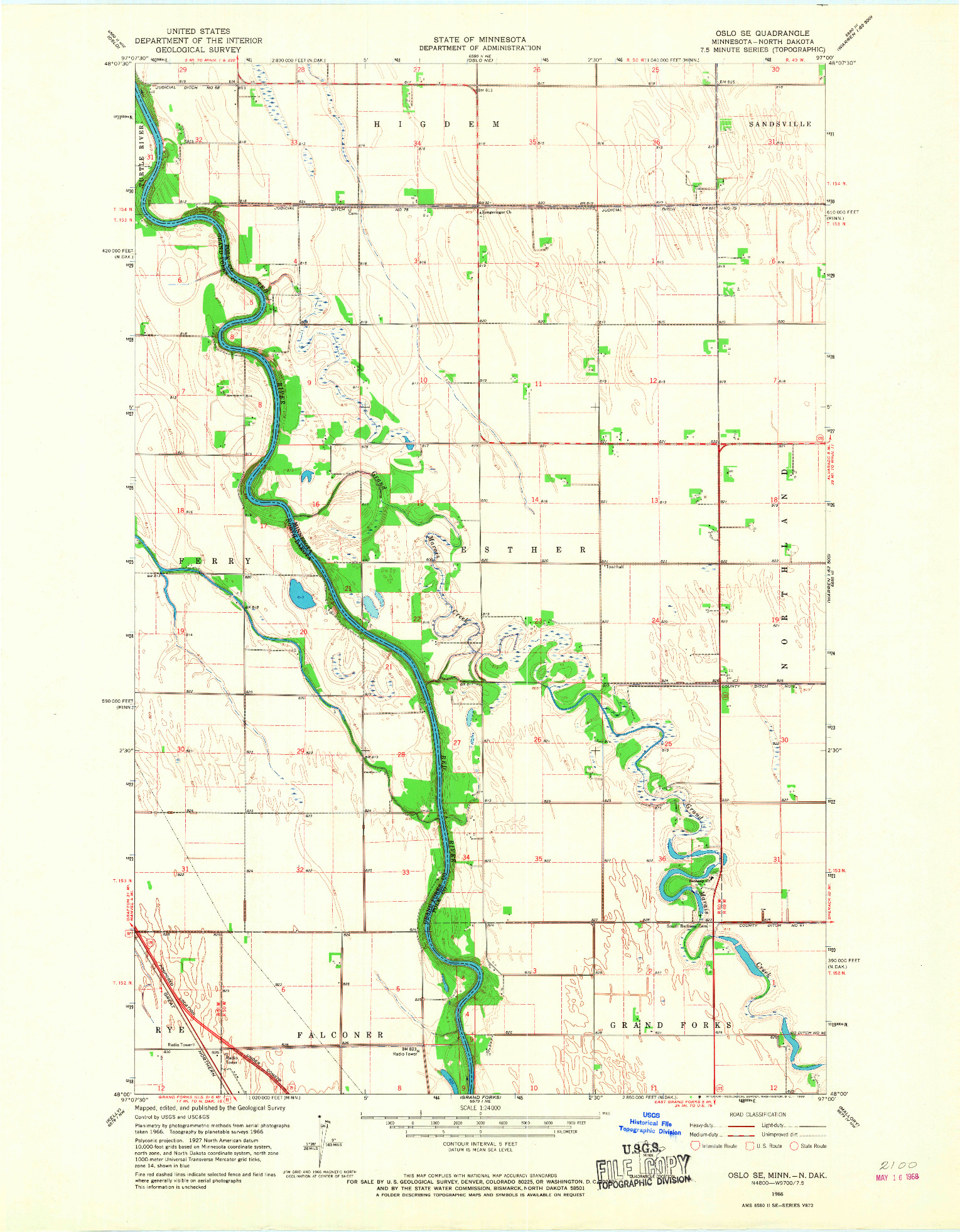 USGS 1:24000-SCALE QUADRANGLE FOR OSLO SE, MN 1966
