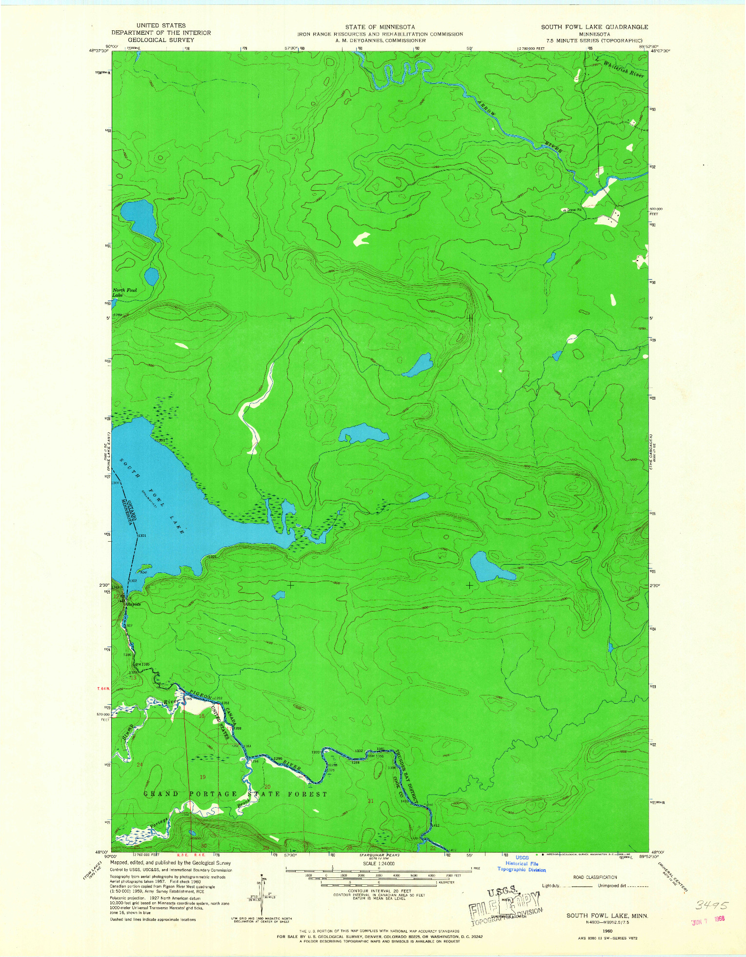 USGS 1:24000-SCALE QUADRANGLE FOR SOUTH FOWL LAKE, MN 1960