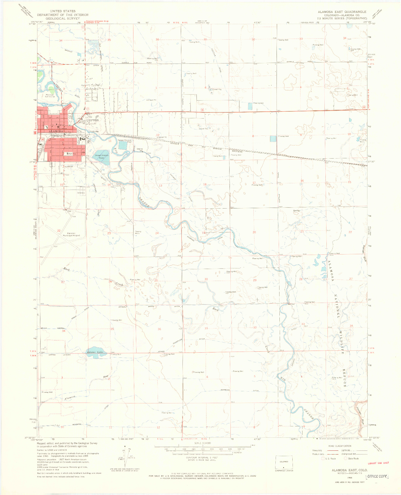 USGS 1:24000-SCALE QUADRANGLE FOR ALAMOSA EAST, CO 1966